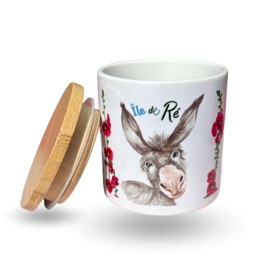 Pot en céramique Île de Ré - tête d'âne roses trémières