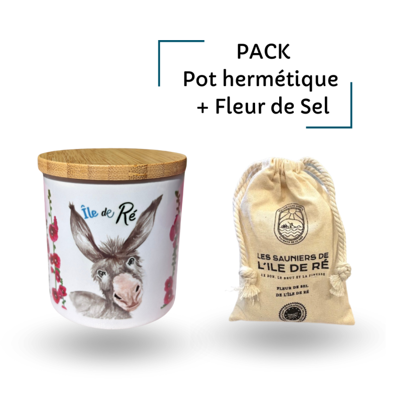 Pack Pot en céramique + Sachet toile Fleur de Sel de l'Île de Ré
