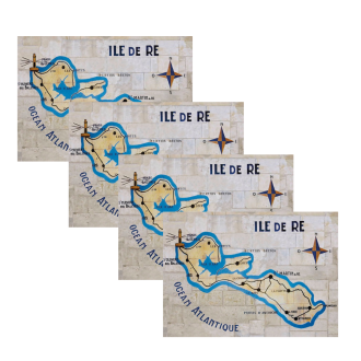 Pack 4 sets de tables carte de l'Île de Ré