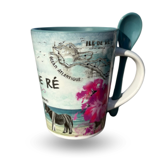 Mug conique avec cuillère - Île de Ré