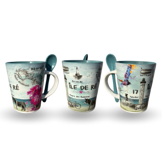 Mug conique avec cuillère - Île de Ré - 360° degrés