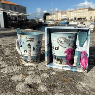 Mug conique avec cuillère - Île de Ré - présentation