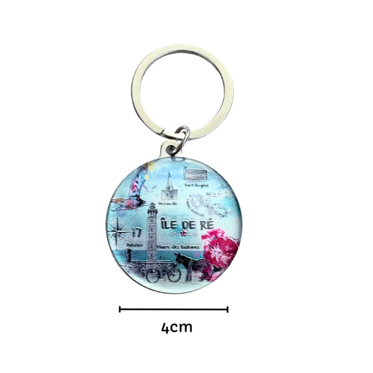 Porte clés rond brillant - Île de Ré