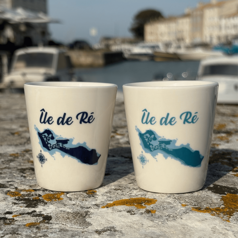 Tasse expresso carte Île de Ré - Bleu turquoise Port