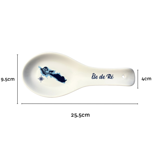 Repose cuillère carte Île de Ré - Bleu marine dimensions
