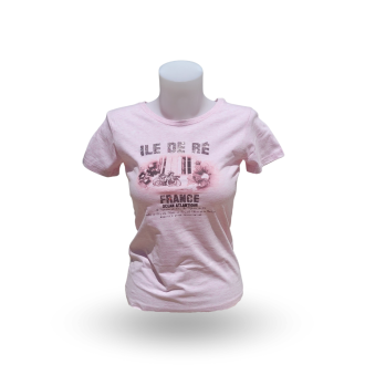 T-shirt femme Île de Ré - rose pailleté