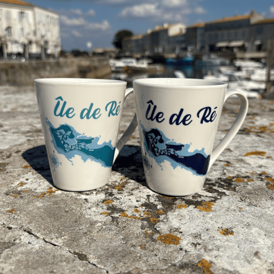 Mug conique carte Île de Ré bleu turquoise