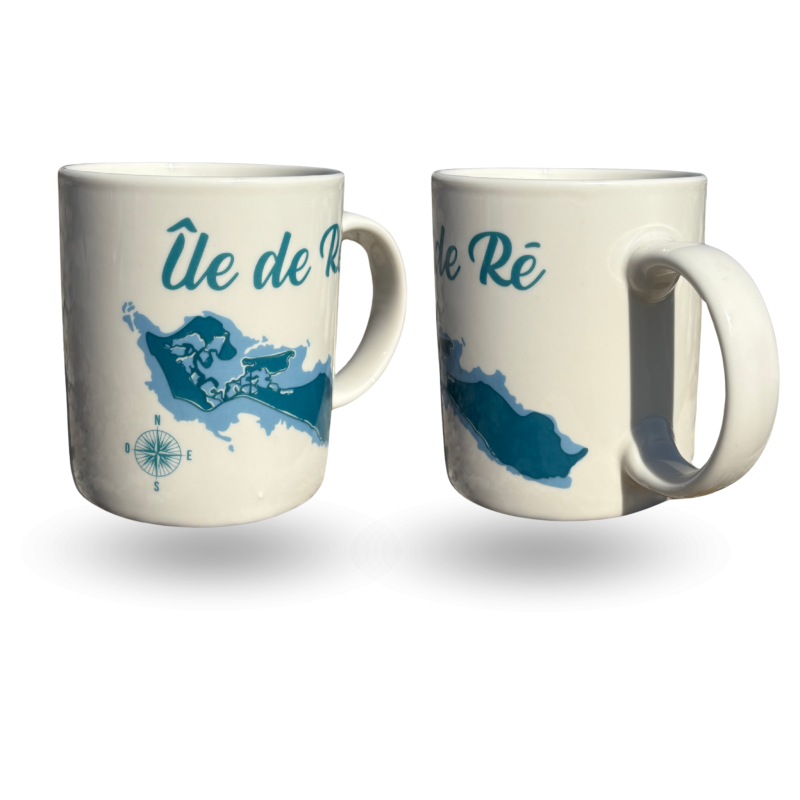 Île de Ré mug map - Turquoise blue