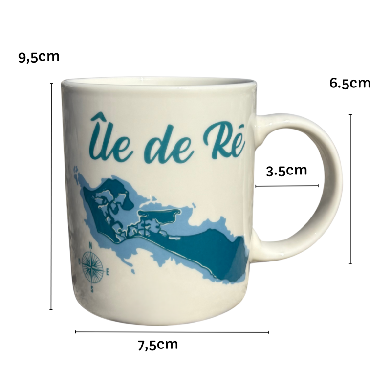 Île de Ré mug map - Turquoise blue