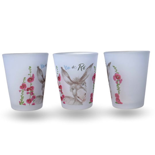 Verre à shooter - tête d'âne roses trémières
