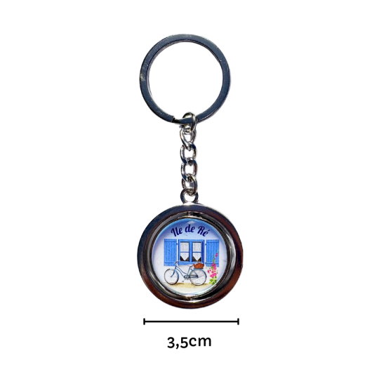 Porte clés Île de Ré - Rotatif en métal mesures