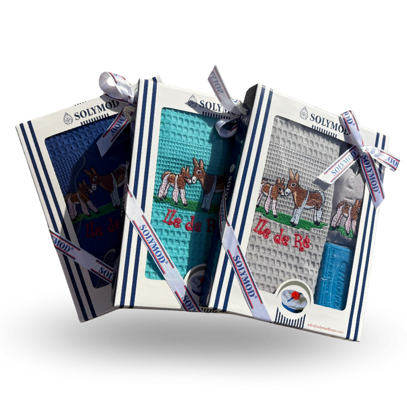 Coffret souvenir Île de Ré - Âne brodé couleurs