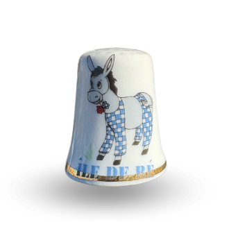 Dé à coudre de collection âne en culotte bleu