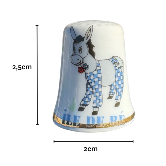 Dé à coudre de collection âne en culotte bleu dimensions