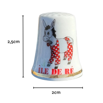 Dé à coudre de collection âne en culotte rouge dimensions