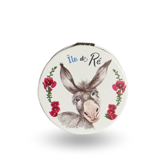 Île de Ré pocket mirror - donkey's head hollyhocks