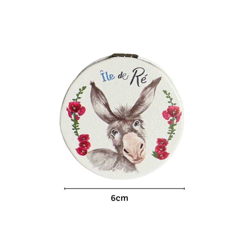 Île de Ré pocket mirror - donkey's head hollyhocks