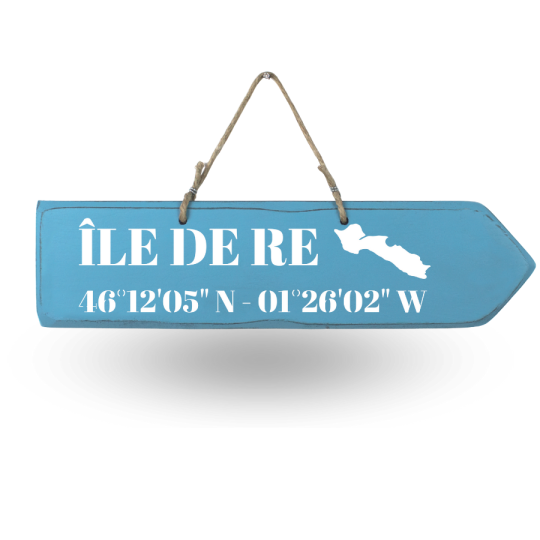 Pancarte en bois directionnelles - Île de Ré flèche droite