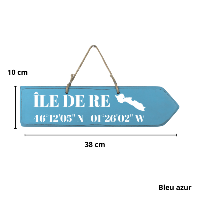 Wooden directional sign - Île de Ré right arrow