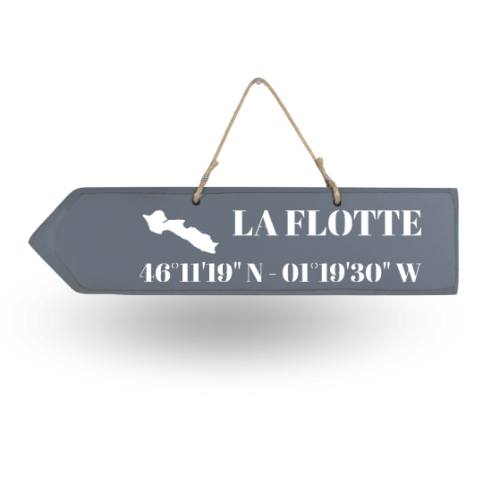 Pancarte en bois directionnelle - La Flotte en Ré flèche gauche