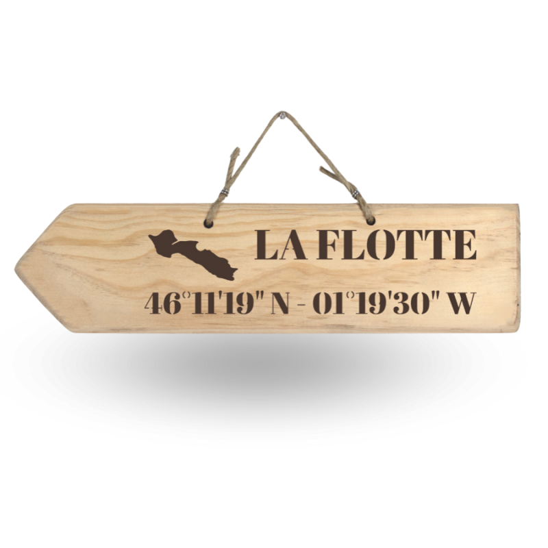 Wooden directional sign - La Flotte en Ré left arrow