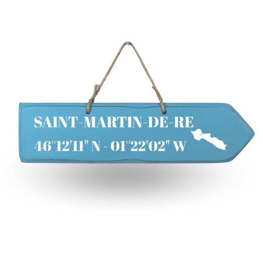 Pancarte en bois directionnelle - St Martin de Ré flèche droite