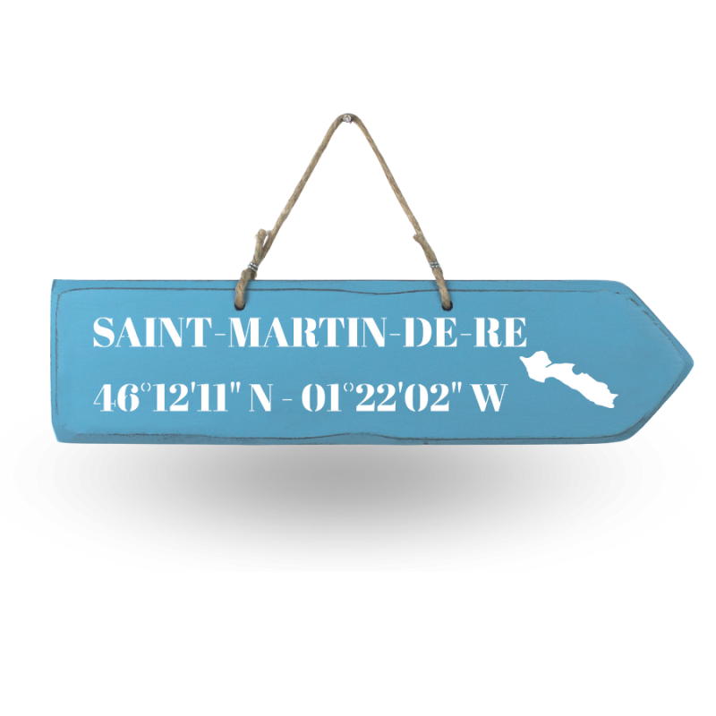 Pancarte en bois directionnelle - St Martin de Ré flèche droite