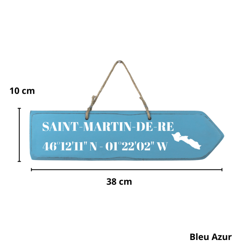 Pancarte en bois directionnelle - St Martin de Ré flèche droite
