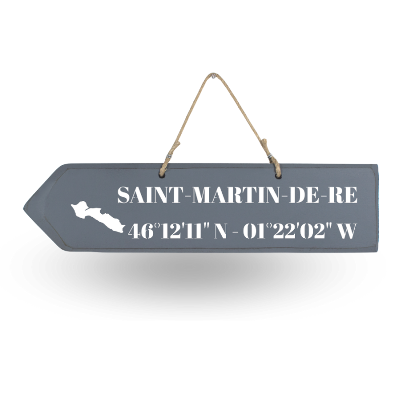 Wooden directional sign - St Martin de Ré left arrow