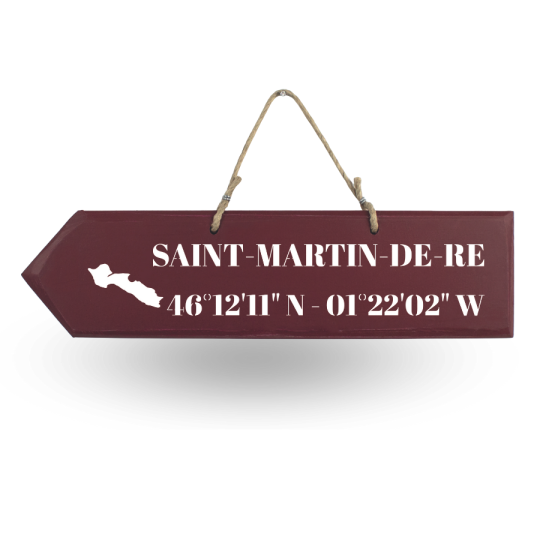 Pancarte en bois directionnelles - St Martin de Ré flèche gauche