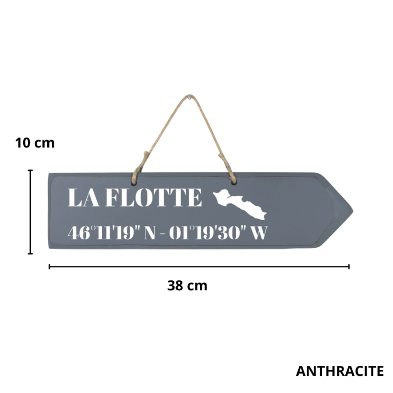 Pancarte en bois directionnelles - La Flotte en Ré flèche droite