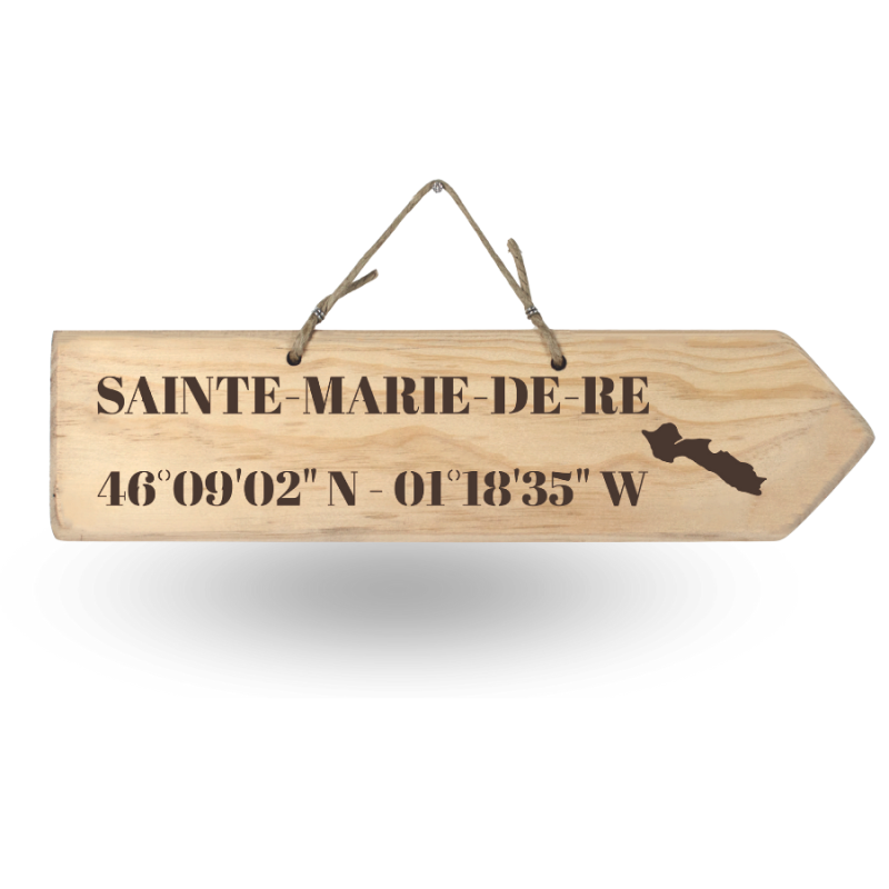 Pancarte en bois directionnelles - St Marie de Ré flèche droite
