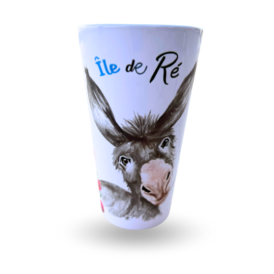 Mug latte Île de Ré tête d'âne roses trémières ombre