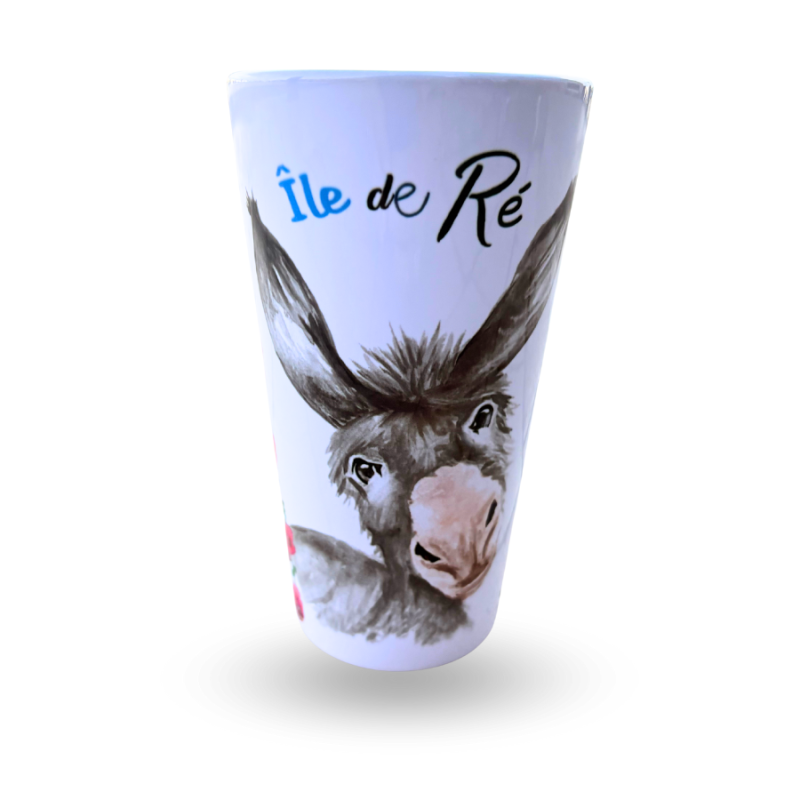 Île de Ré latte mug - donkey head hollyhocks