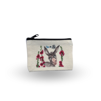 Petite pochette Île de Ré tête d'âne roses trémières ombre