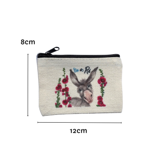 Petite pochette Île de Ré tête d'âne roses trémières dimensions