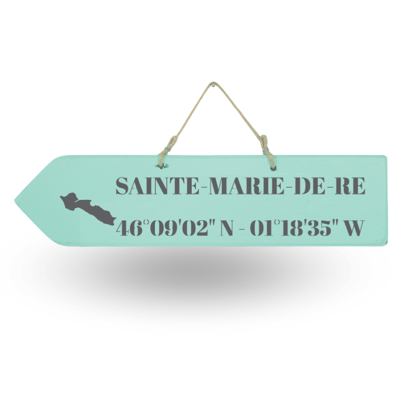 Pancarte en bois directionnelle - Sainte Marie de Ré flèche gauche
