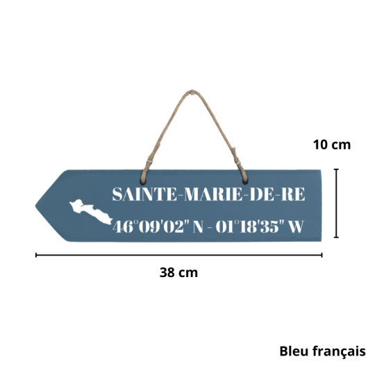 Pancarte en bois directionnelle - Sainte Marie de Ré flèche gauche