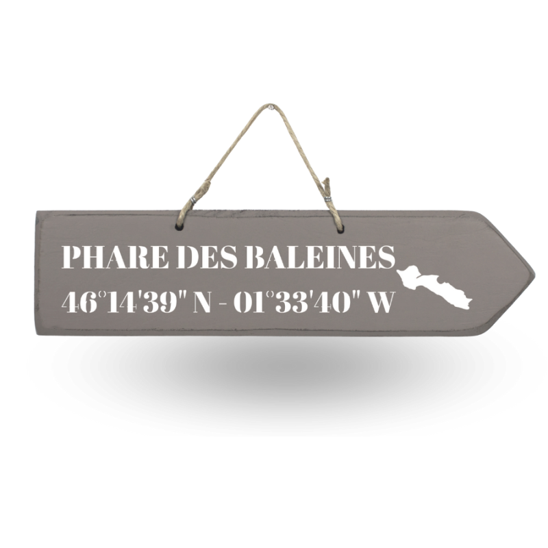 Wooden sign - Phare des Baleines straight arrow mole