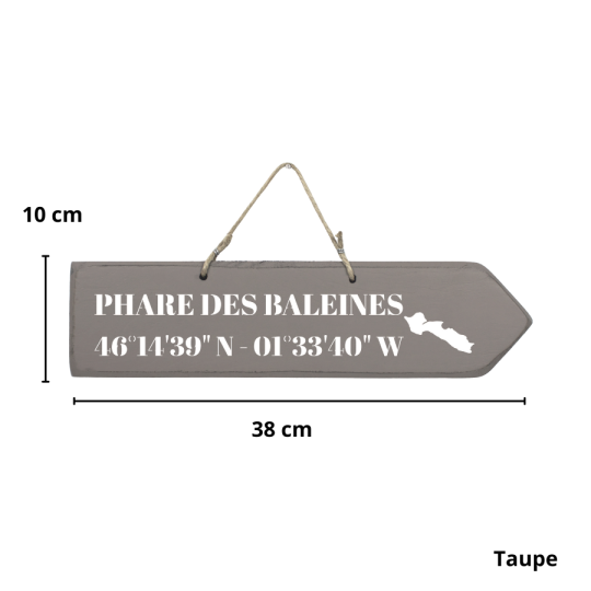 Wooden sign - Phare des Baleines straight arrow mole