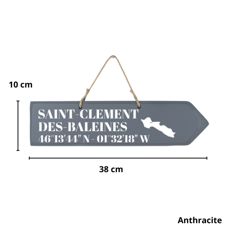 Wooden directional sign - Saint Clément des Baleines right arrow