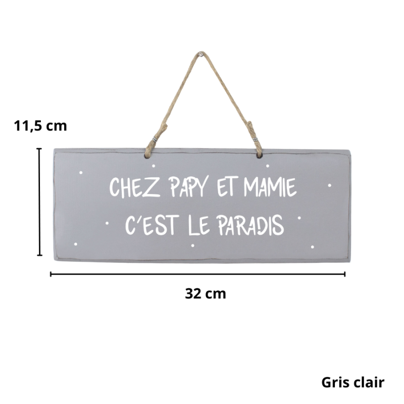 Pancarte en bois décorative - Chez Papy et Mamie c'est le paradis