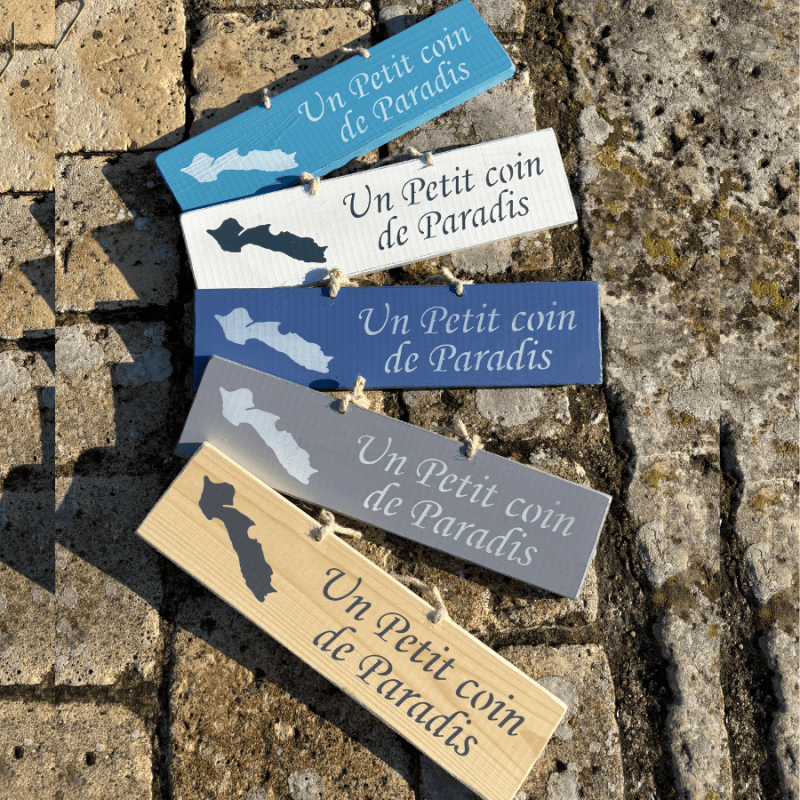 Decorative wooden sign - A little corner of paradise - Île de Ré colors