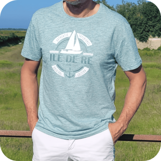 T-shirt Île de Ré - Style marin chic et tendance - Voilier vert menthe