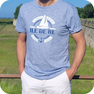 T-shirt Île de Ré - Style marin chic et tendance - Voilier bleu jean