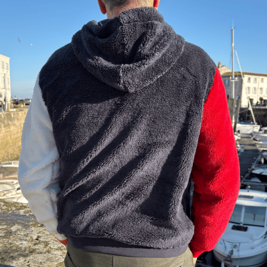 Sweat à capuche sherpa tricolore - Île de Rêve Côte atlantique