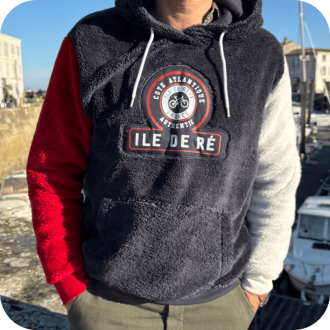 Sweat à capuche sherpa tricolore - Île de Rêve Côte atlantique