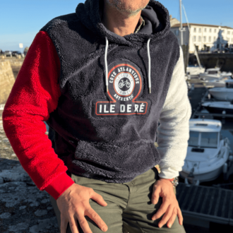 Sweat à capuche sherpa tricolore - Île de Rêve Côte atlantique