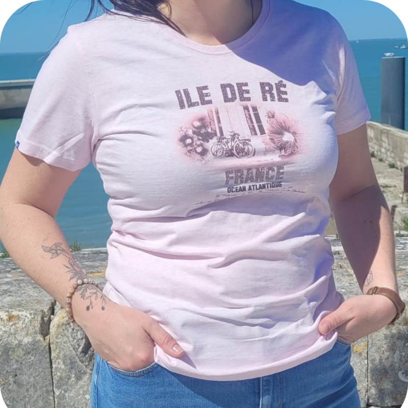 Women's Île de Ré powder pink sequinned T-shirt