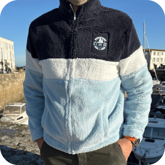 Veste sherpa tricolore zippée - Voilier de l'Île de Ré